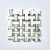 Calacatta Gold & Gray Kenzy Basketweave Marble Mosaic Polished- 1 piece